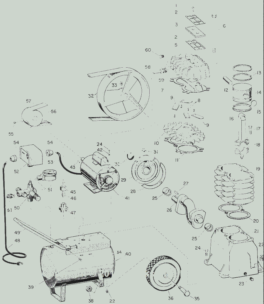 Air-Compressor Parts Diagram and Parts List for FL3006  Campbell Hausfeld Compressor